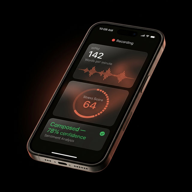 PulseAware live dashboard showing WPM, Stress Score, and emotional state